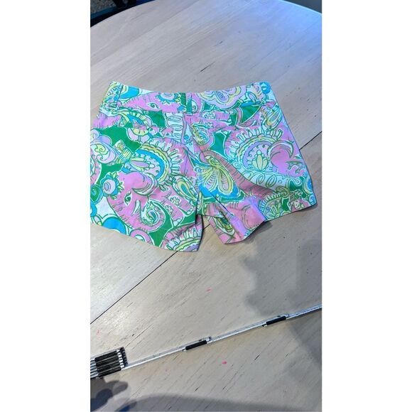 LILLY PULITZER CALLAHAN SHORTS PINK GREEN ELEPHANT CHIN CHIN WOMENS SZ 0 - Picture 7 of 9